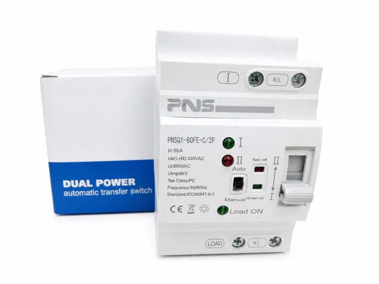 کلید چنج‌اور موتوردار تک‌فاز 80 آمپر PNS مدل PNSQ1-80FE-C/2P